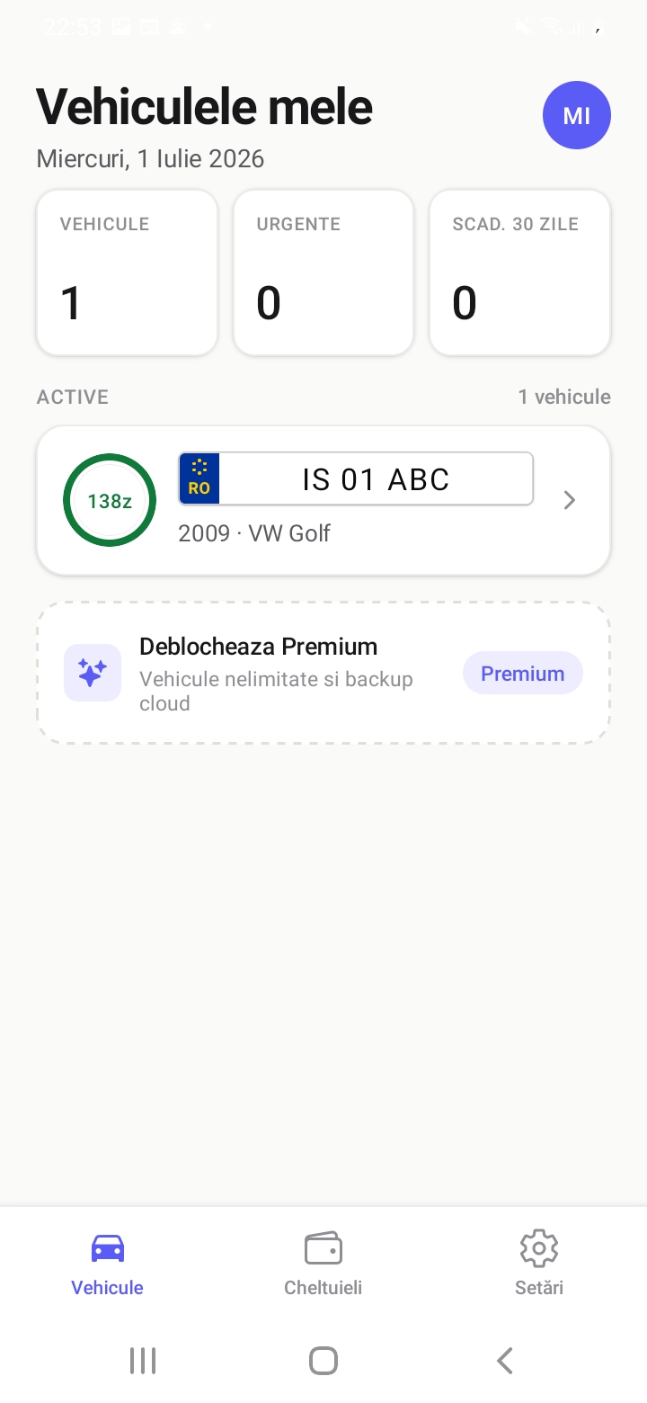 Lista vehiculelor în Garajio